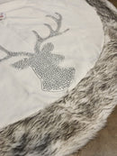 SAIA DE ÁRVORE RENA PRATA COM BRANCO LUXO